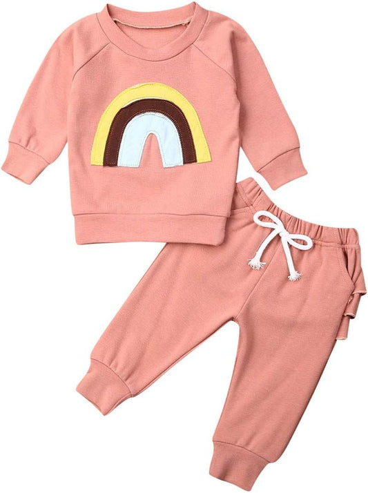 Newborn Baby Girls Clothes Cotton Suit Cute Baby Kid Infant Toddler Play Wear Fall Winter Rainbow Outfits