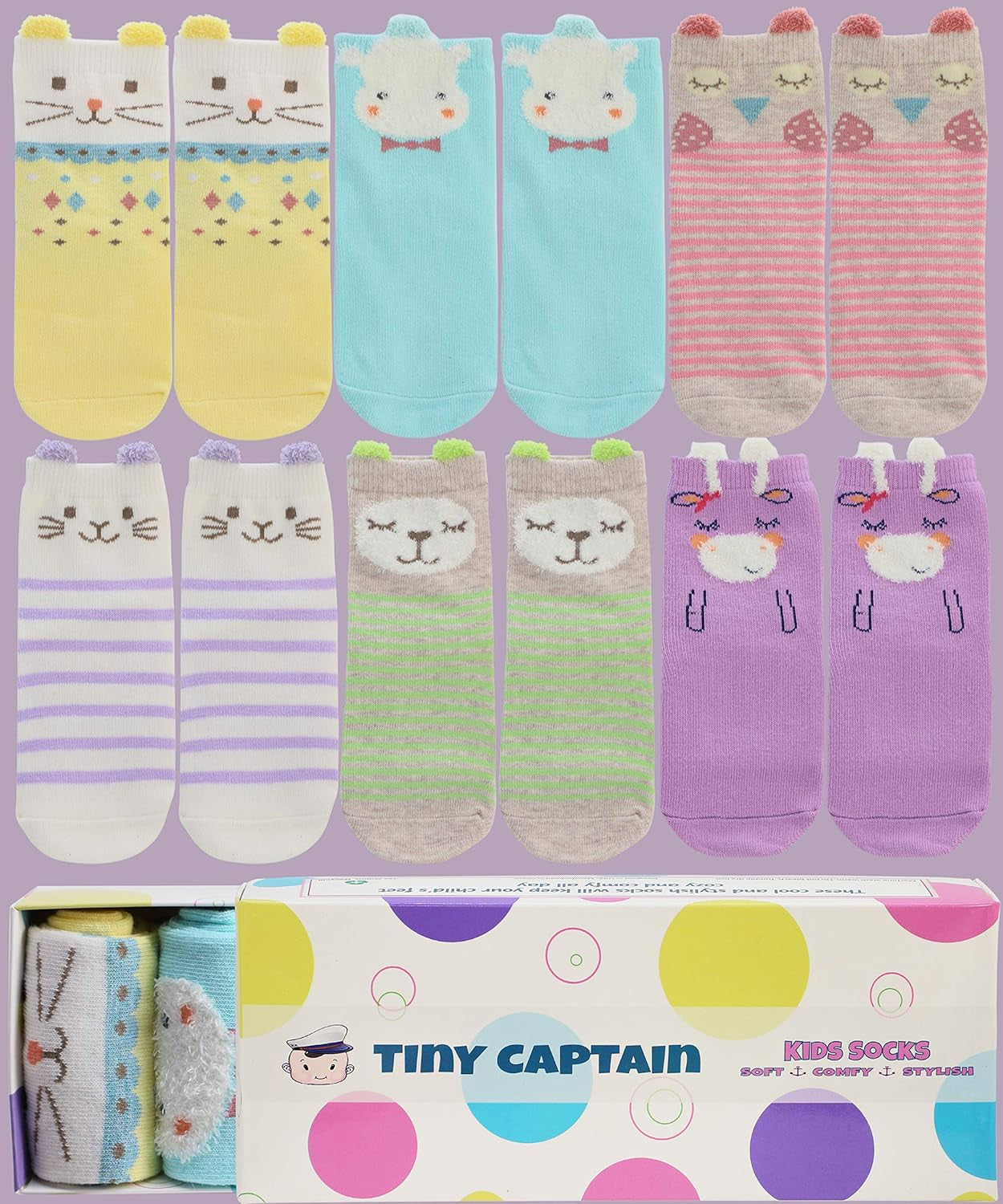 Baby Toddler Girls Animal Grip Tube Socks Anti-Skid Cartoon Newborn, Infant, Baby and Toddler Socks