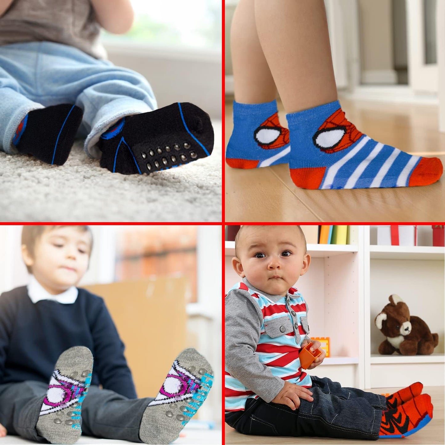 Spiderman Grip Socks, Socks for Toddler Boys, 10 Pack, Spider Man Toddler Gripper Socks, Amazing Spiderman Variety Pack