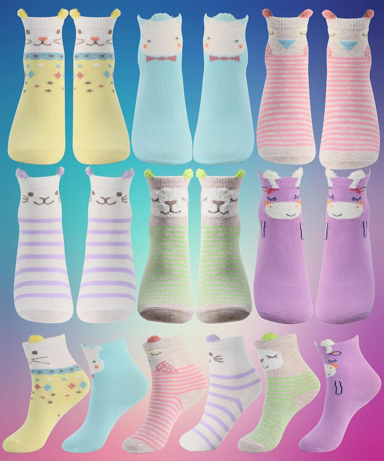 Baby Toddler Girls Animal Grip Tube Socks Anti-Skid Cartoon Newborn, Infant, Baby and Toddler Socks