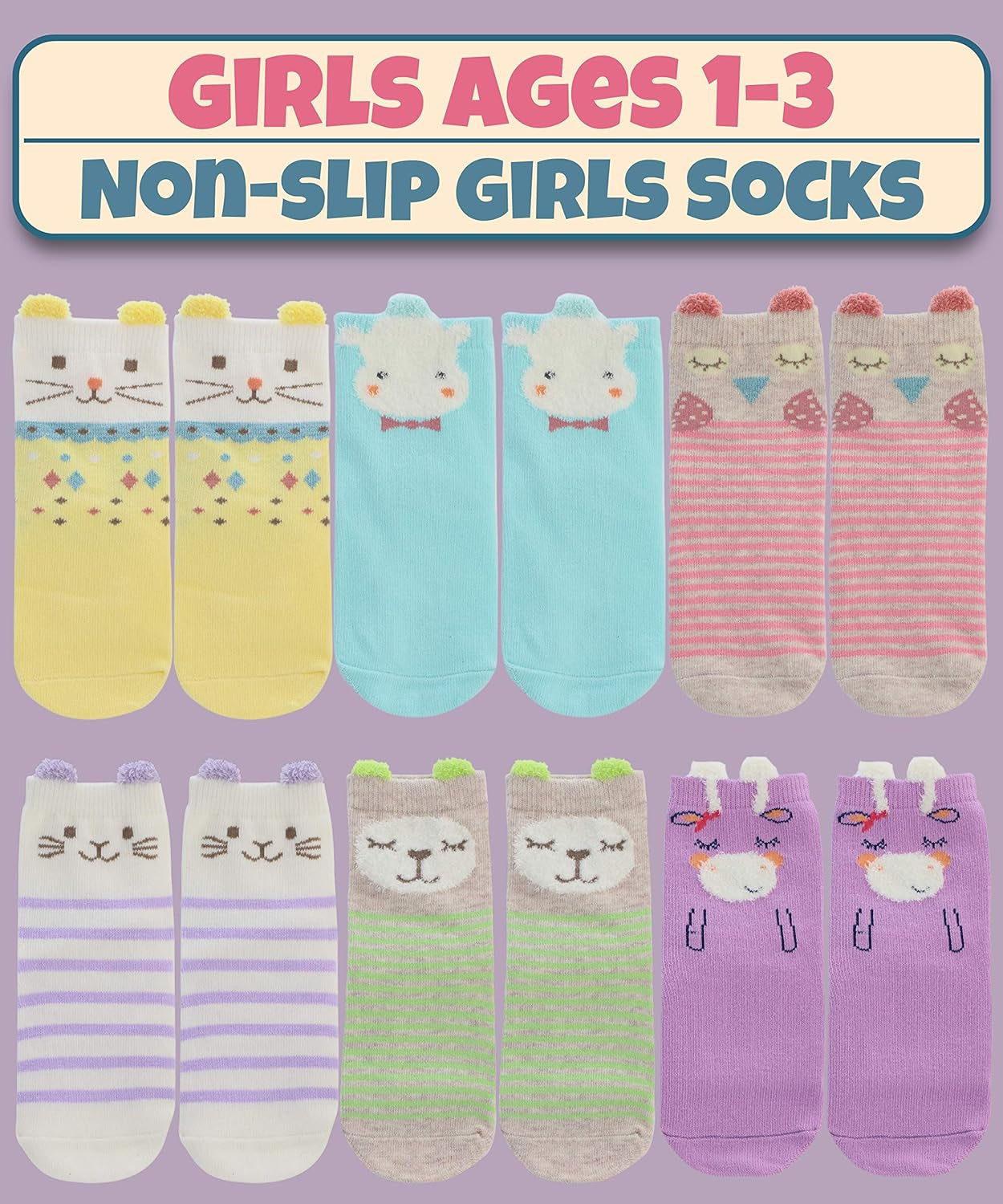 Baby Toddler Girls Animal Grip Tube Socks Anti-Skid Cartoon Newborn, Infant, Baby and Toddler Socks