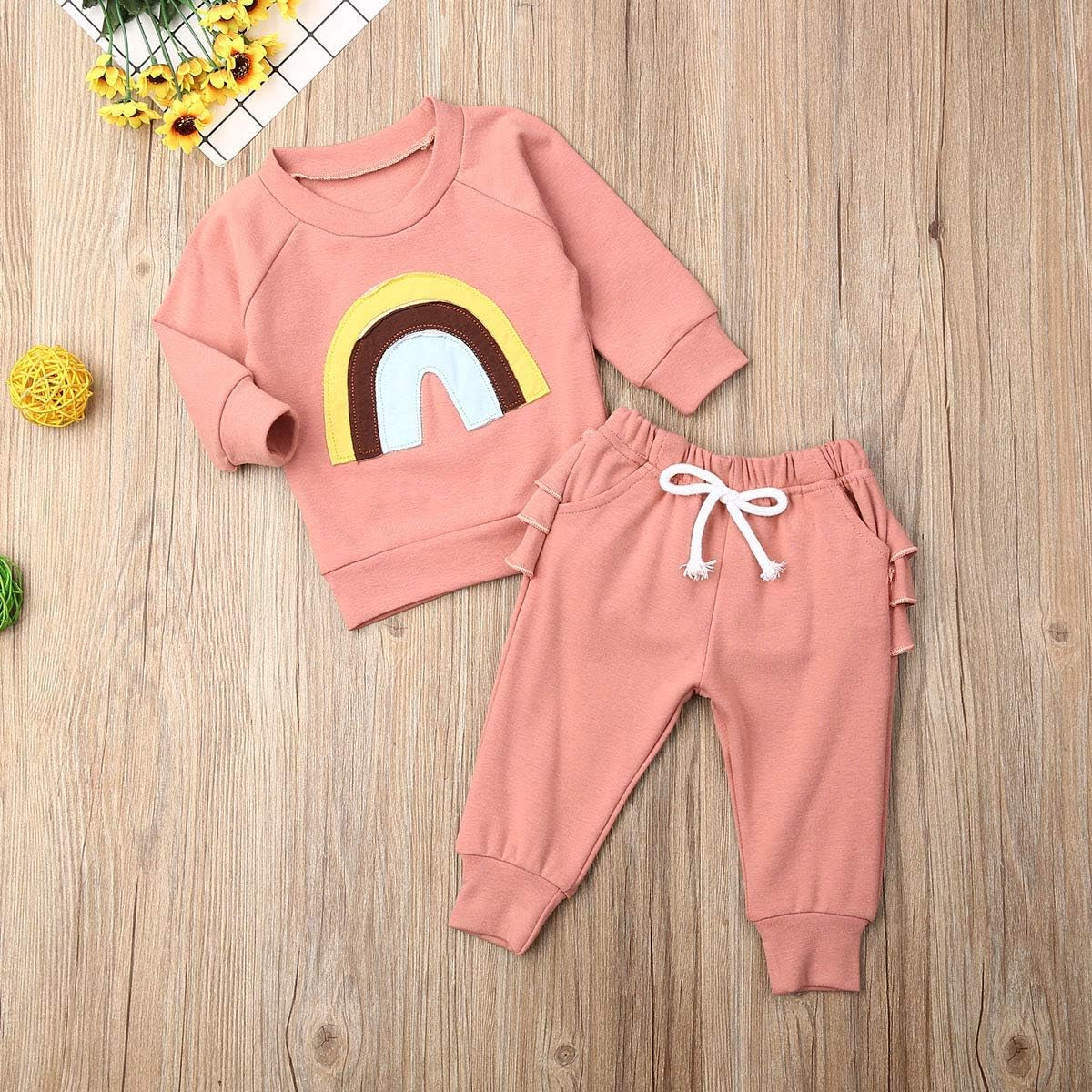 Newborn Baby Girls Clothes Cotton Suit Cute Baby Kid Infant Toddler Play Wear Fall Winter Rainbow Outfits