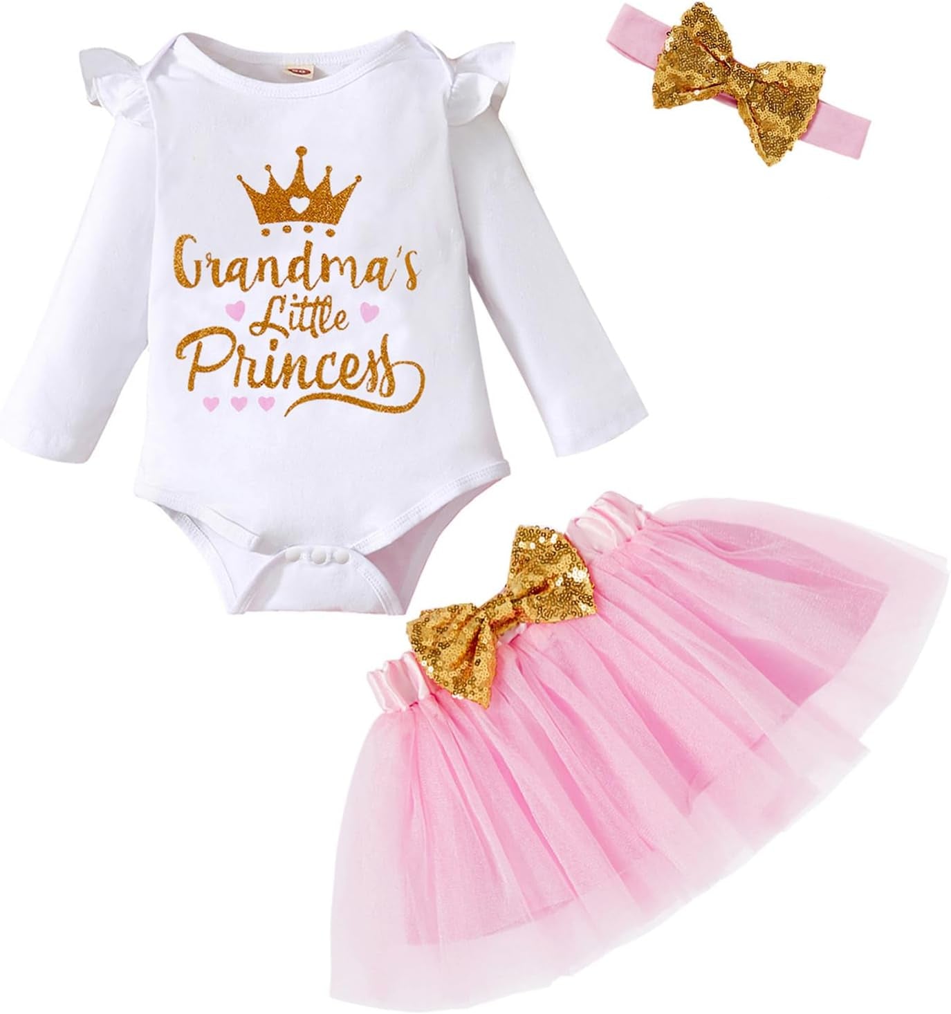 Newborn Baby Girl Outfits Infant Letter Print Romper+Tutu Skirt+Headband+Legging Warmer Coming Home Clothes Set