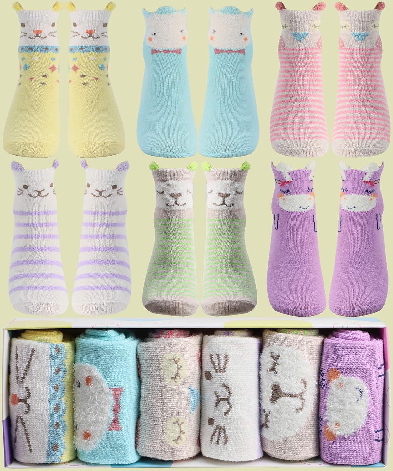 Baby Toddler Girls Animal Grip Tube Socks Anti-Skid Cartoon Newborn, Infant, Baby and Toddler Socks