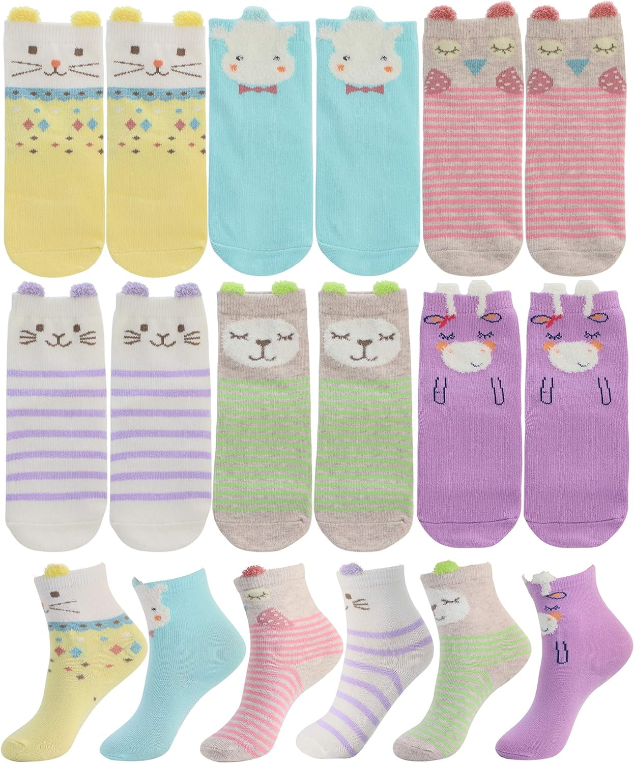 Baby Toddler Girls Animal Grip Tube Socks Anti-Skid Cartoon Newborn, Infant, Baby and Toddler Socks